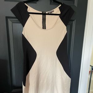 Express dress ivory black color block